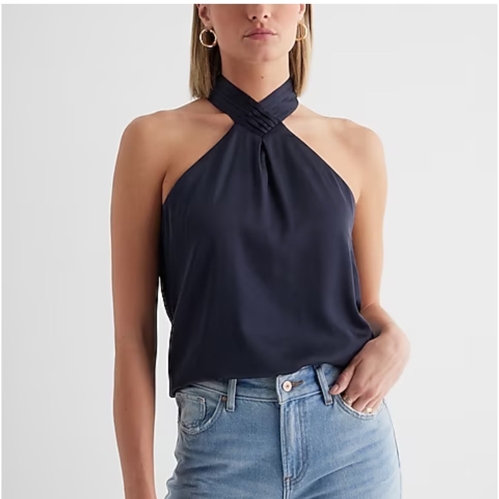 NWT Express High Neck Gathered Blouse